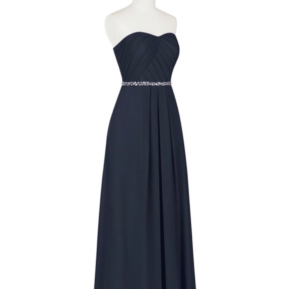 Navy Blue Strapless Bridesmaid Dress - Picture 2 of 3